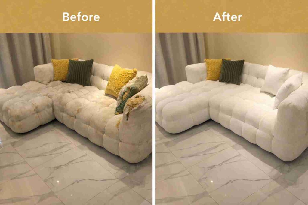 Sofa restoration before and after