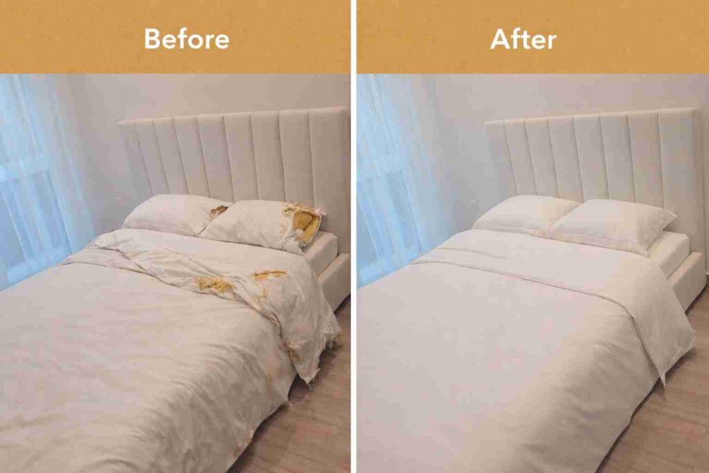 Bed restoration before and after