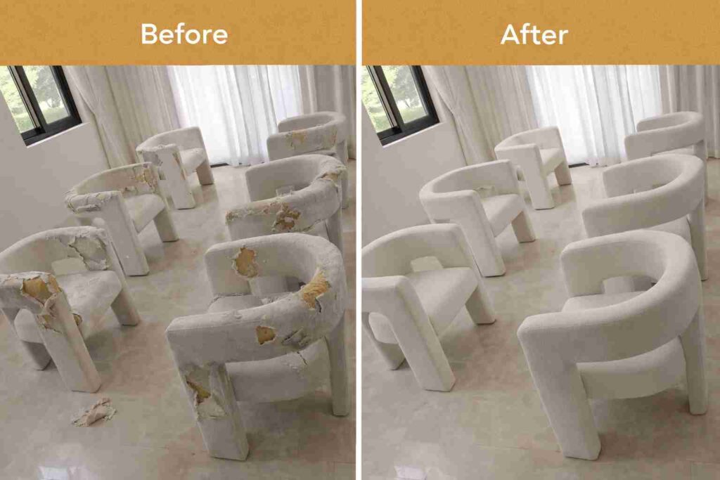 Armchair restoration before and after