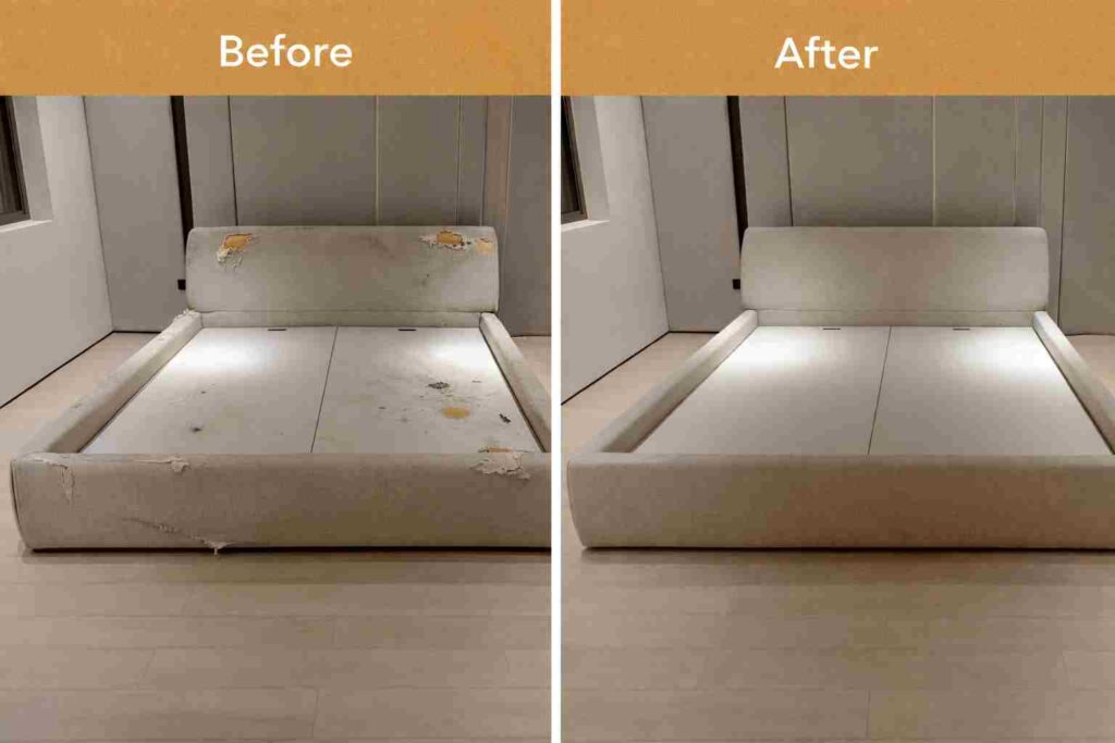 Before and after bed restoration