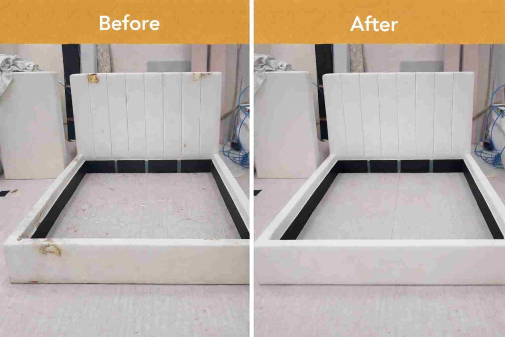 Bed frame restoration: before and after