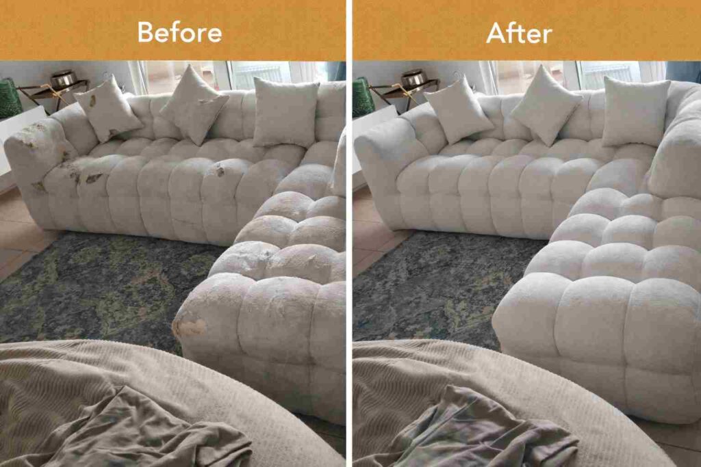 Sofa cleaning results before and after