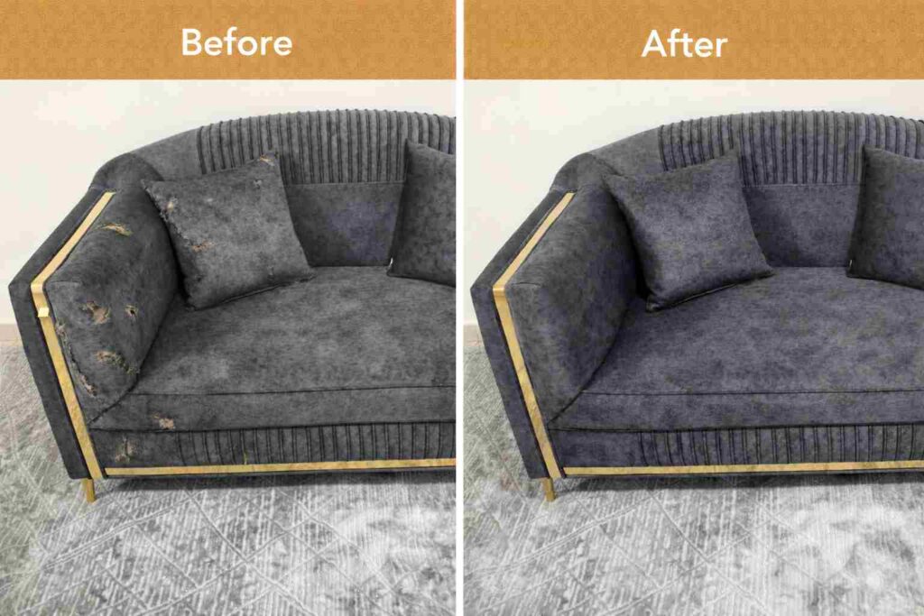 Sofa restoration: before and after