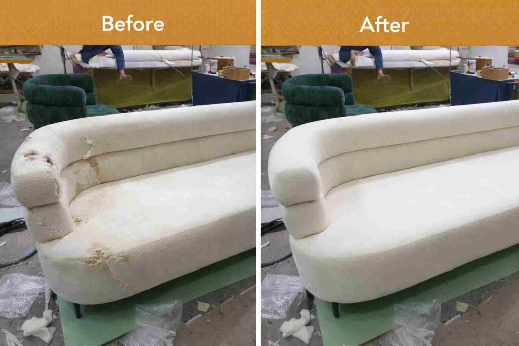 Sofa restoration: before and after