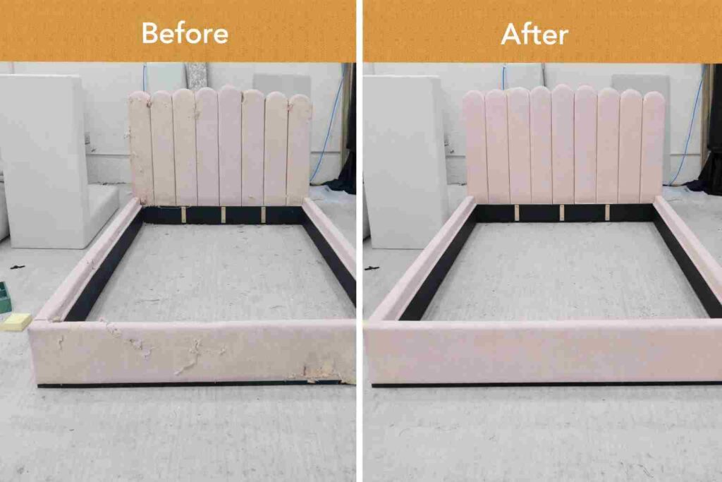 Before and after bed frame restoration